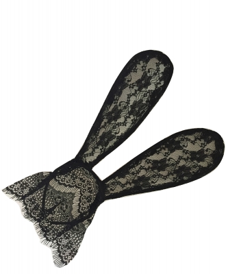 Laced Long Ear with Veil Halloween Headband HN400153 BLACK